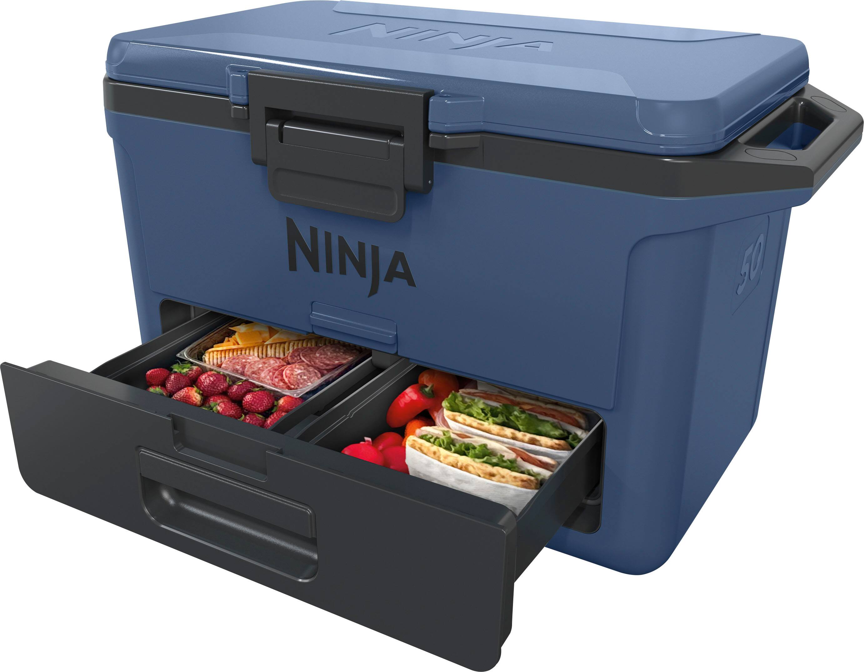 Angle. Ninja - FrostVault 50qt Hard Cooler with Dry Zone - Lakeshore Blue.