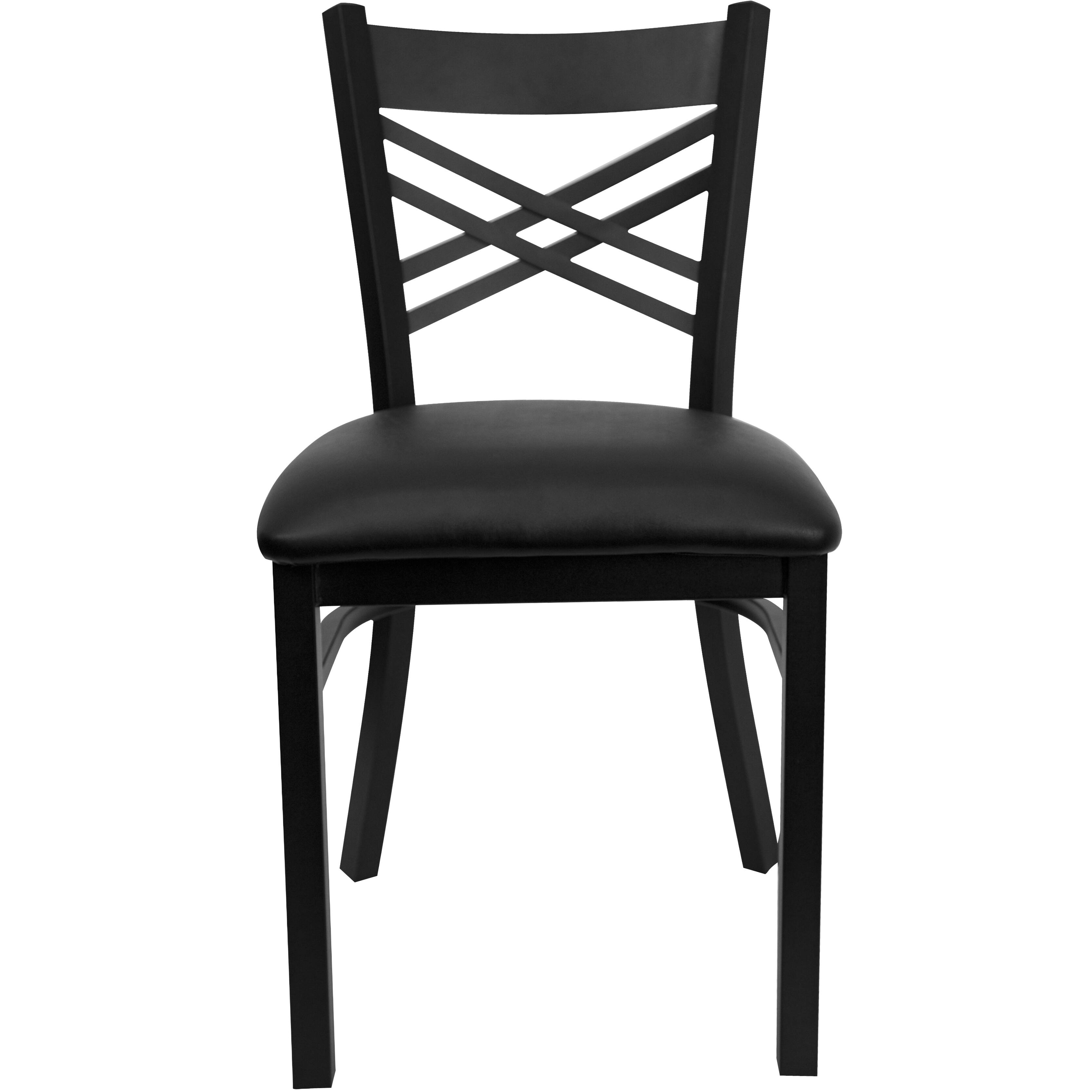 Alt View 7. Emma + Oliver - "X" Back Metal Restaurant Dining Chair - Black Vinyl Seat/Black Metal Frame.