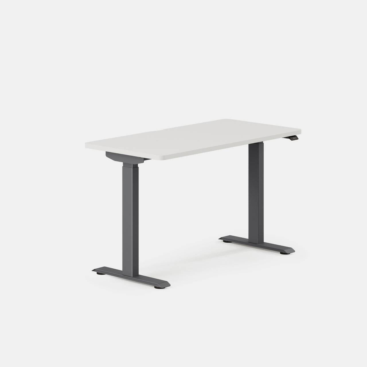 Angle. Branch Furniture - Duo Standing Desk 48" – Adjustable Desk with OLED Control Panel, Frameless Design & Compact Footprint - White / Charcoal.