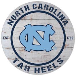 Jardine - North Carolina Tar Heels 20'' x 20'' Indoor/Outdoor Weathered Circle Sign - White