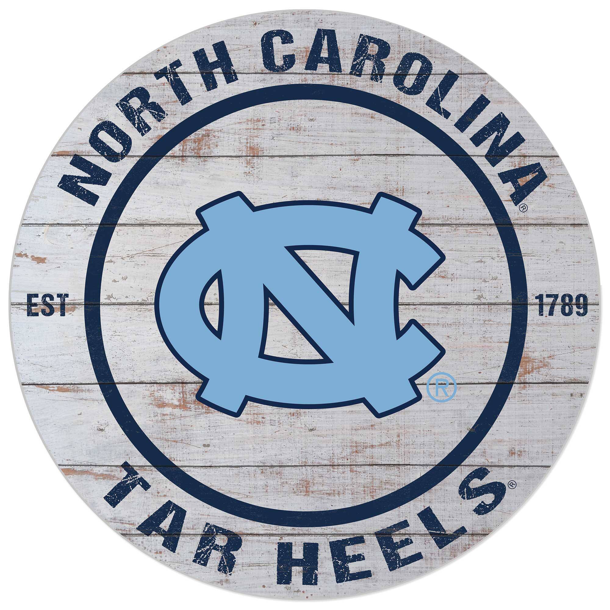 North Carolina Tar Heels 20'' x 20'' Indoor/Outdoor Weathered Circle Sign