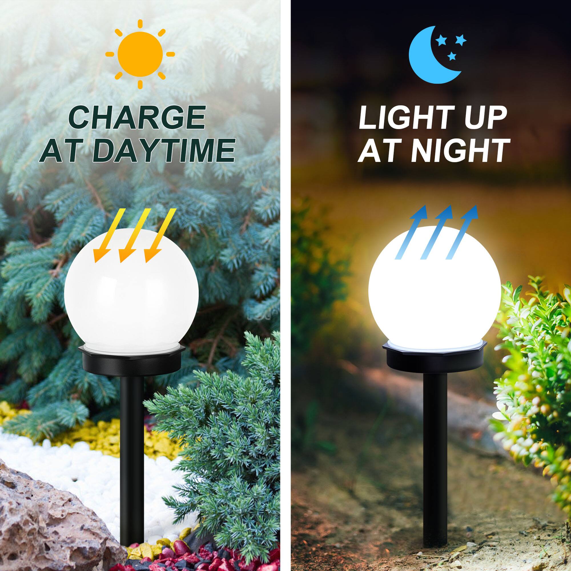 CHARGE AT DAYTIME  
LIGHT UP AT NIGHT