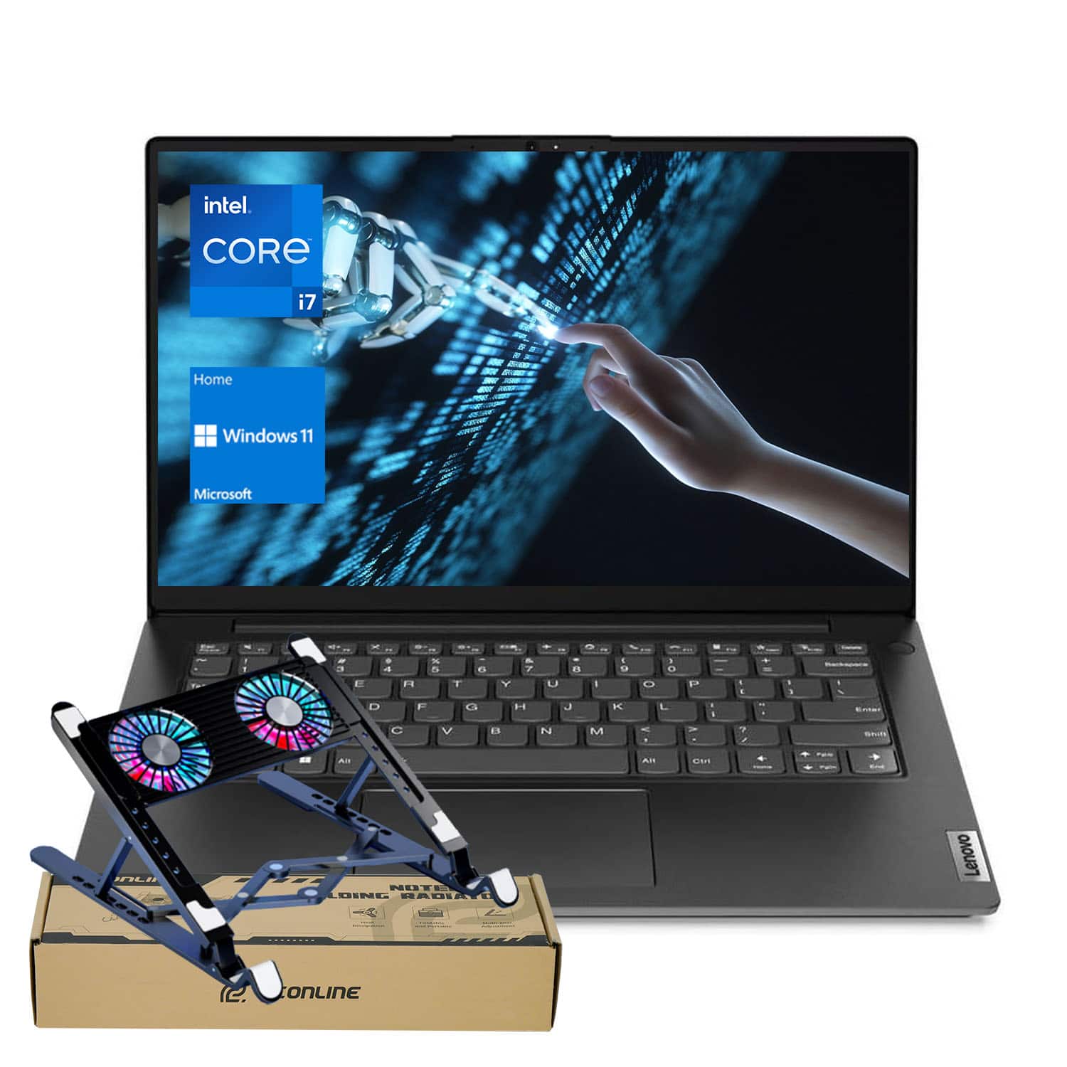 Lenovo - V14 14" FHD Laptop - Intel Core i7-13620H, 16GB RAM - 1TB SSD - PCO Laptop Cooler - Black