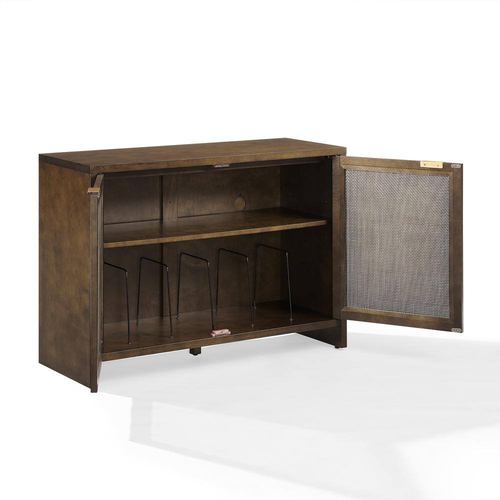 Alt View 2. Crosley Furniture - Kenji Record Player Cabinet With Vinyl Storage - Dark Brown.