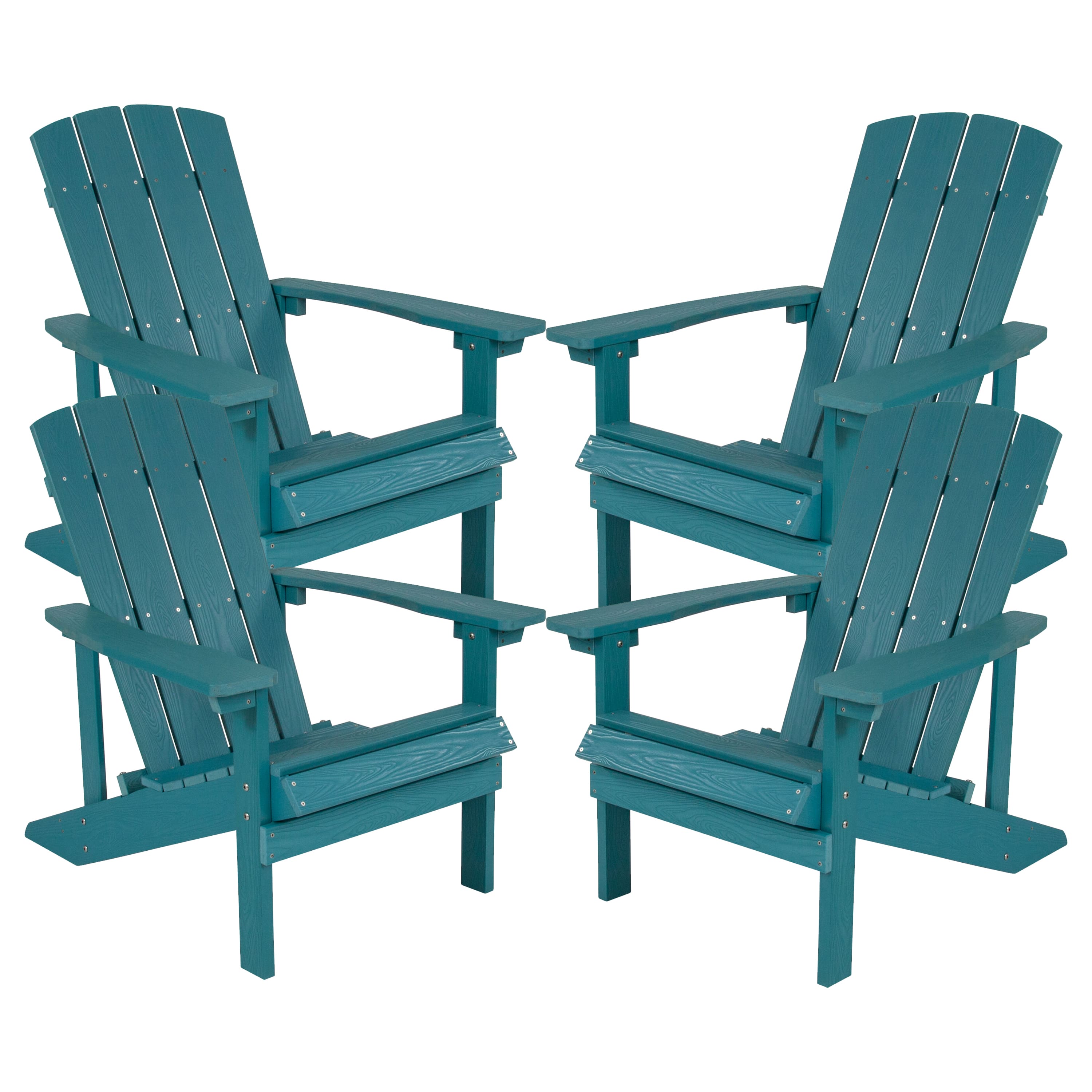 Emma + Oliver - 4 Pack Outdoor All-Weather Poly Resin Wood Adirondack Chairs - Sea Foam price history on PriceWatchPro