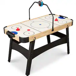 Best Choice Products - 54in Air Hockey Game Table w/ LED Lights, Scoreboard, Powerful Motor - Natural