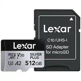 Lexar - Professional SILVER PLUS Series microSDXC™ UHS-I Card with SD™ Adapter (512 GB)