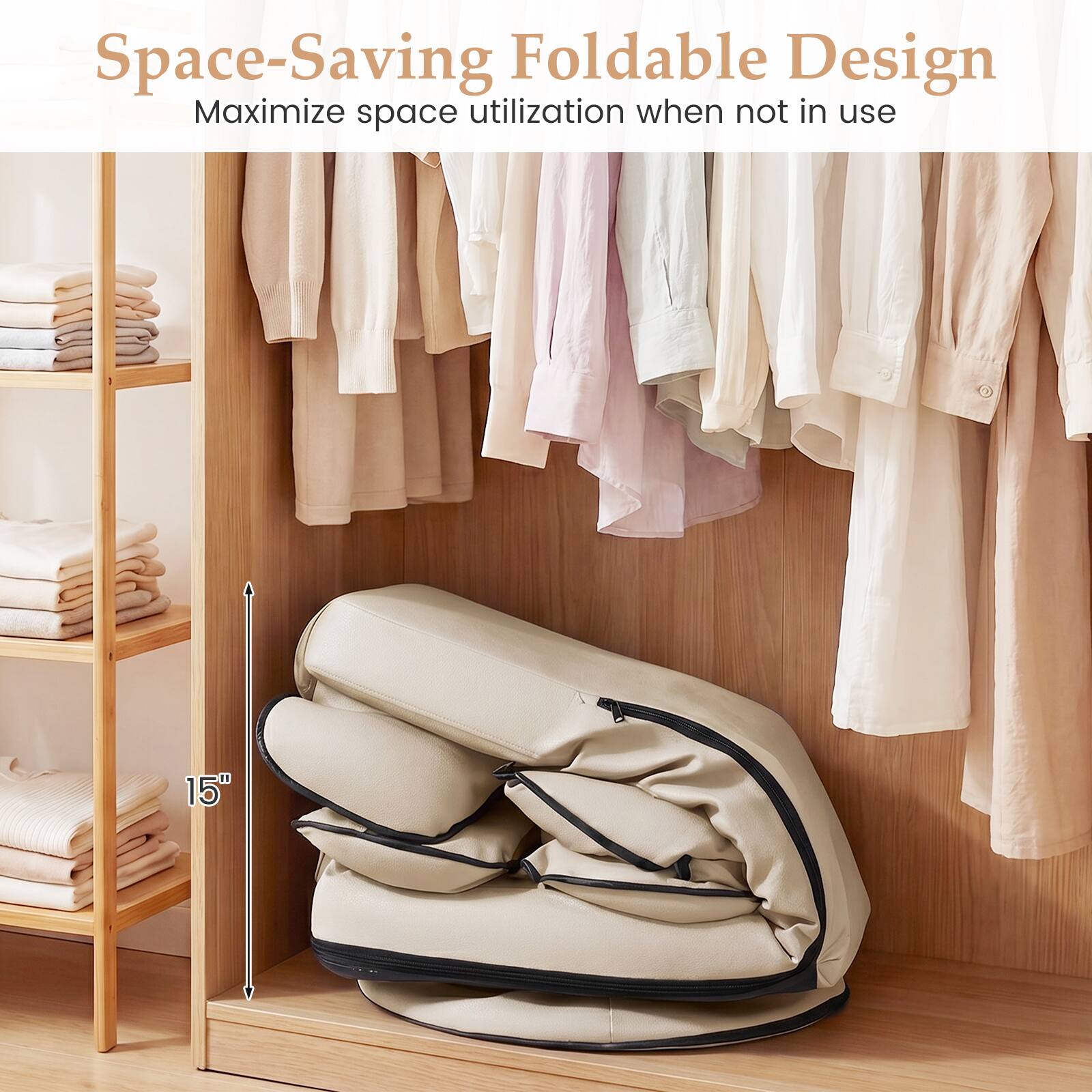 Space-Saving Foldable Design  
Maximize space utilization when not in use  

15"