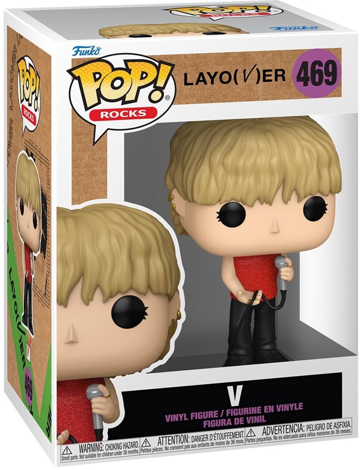 Funko  
POP!  
ROCKS  

LAYO(V)ER  
469  

VINYL FIGURE / FIGURINE EN VINYLE / FIGURA DE VINIL  

WARNING: CHOKING HAZARD. Small parts. Not suitable for children under 36 months.  
ATTENTION: DANGER D'ÉTOUFFEMENT. Petites pièces. Ne convient pas aux enfants de moins de 36 mois.  
ADVERTENCIA: PEOR DE ASFIXIA. No es adecuado para niños menores de 36 meses.