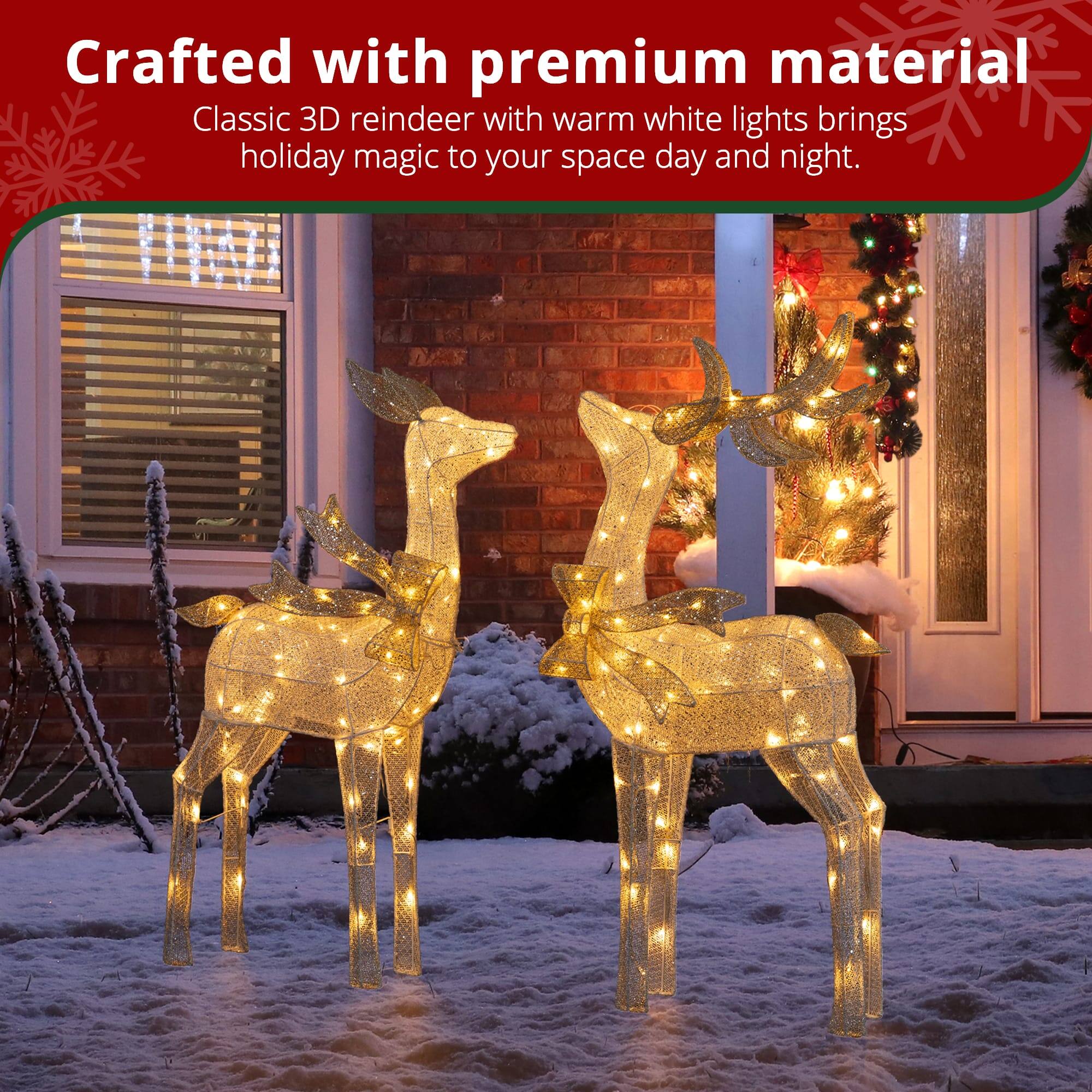 Crafted with premium material, Classic 3D reindeer with warm white lights brings holiday magic to your space day and night.