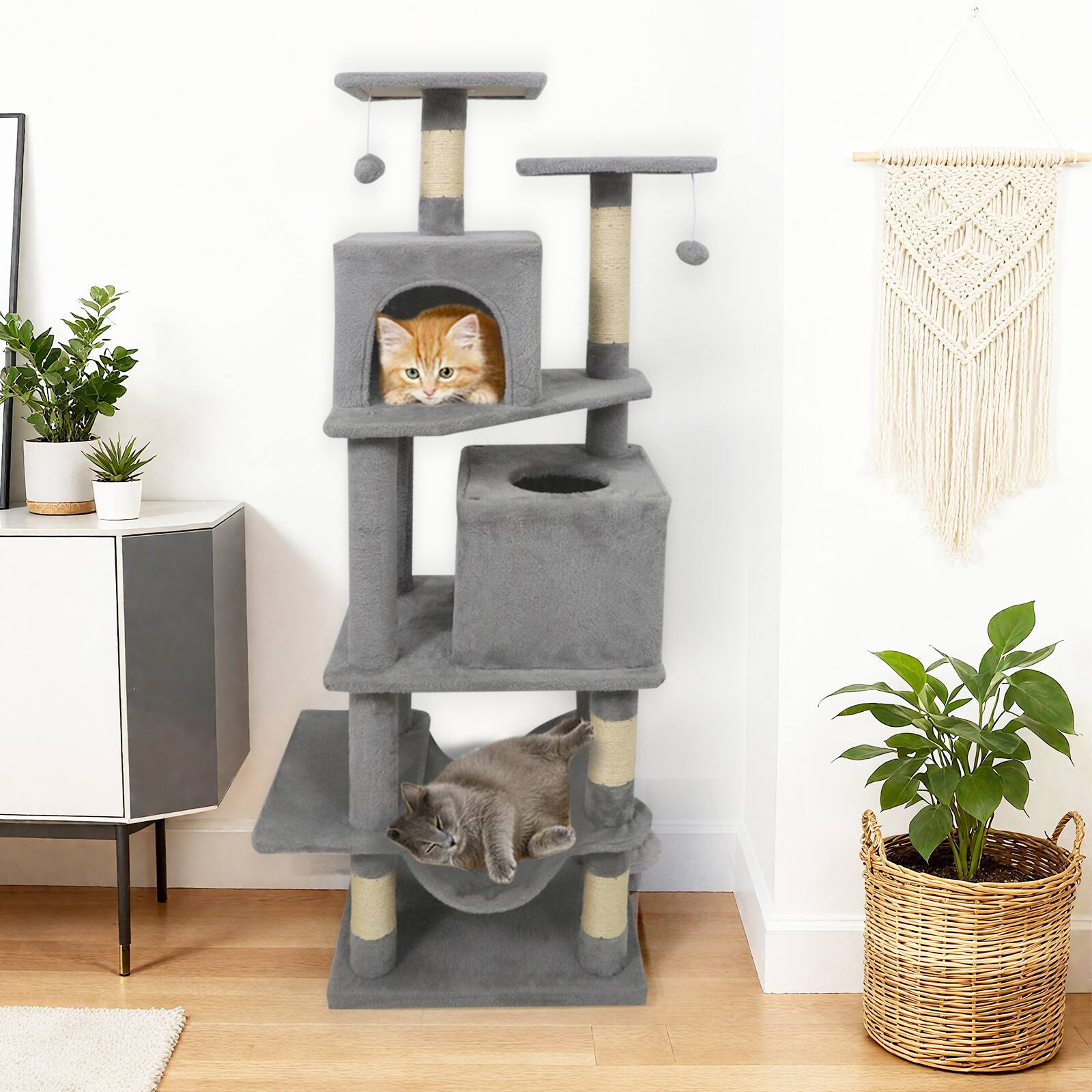 Alt View 1. Gymax - Gymax 57'' Cat Tree for Indoor Cats w/ Dual Condos Hammock Sisal Scratching Posts.