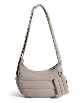 Bagsmart - Compact Puffer Crossbody Hobo Bag, 3-Way Carry Sling with Expandable Water Bottle Pocket for Travel & Daily Use - Camel