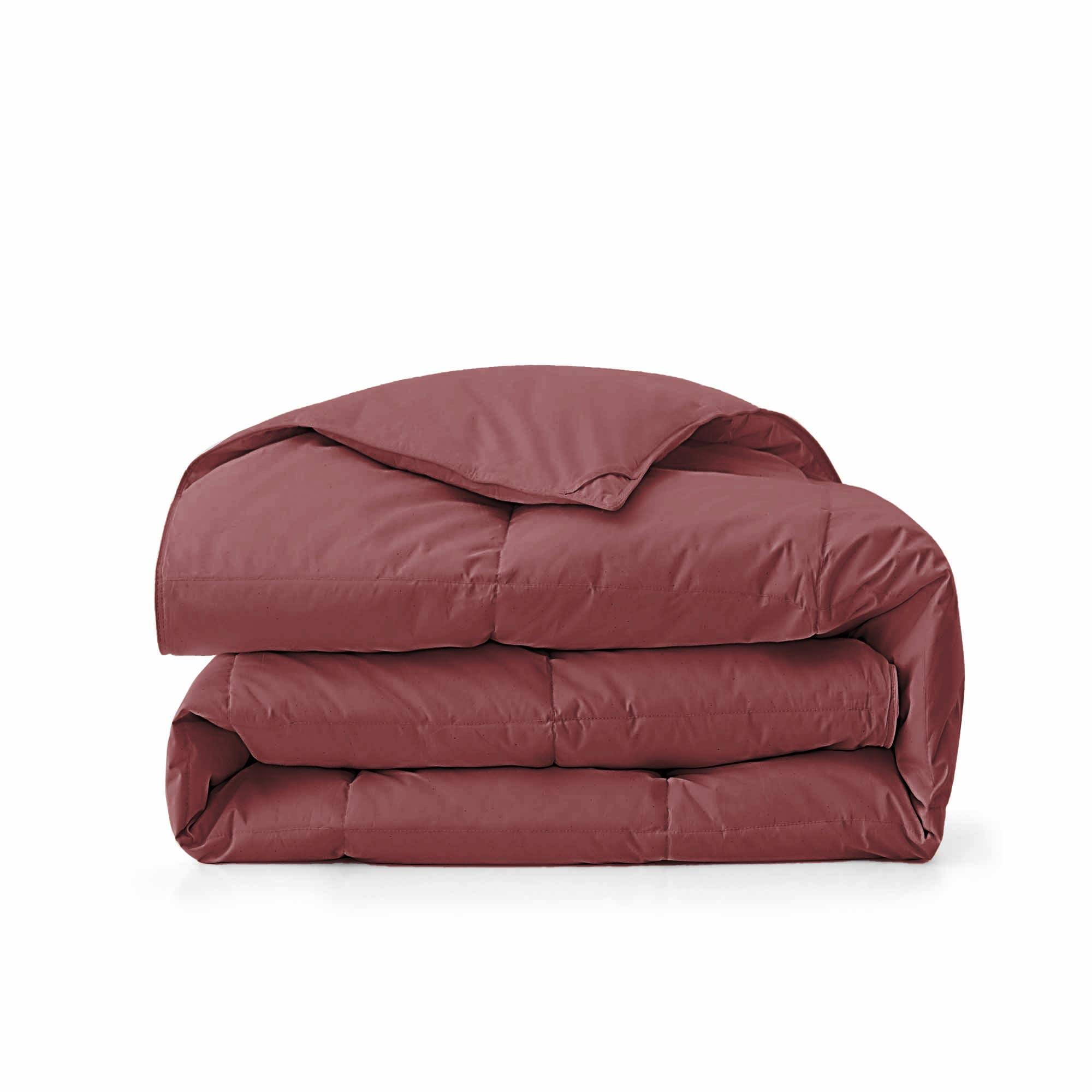 Left. Puredown - Puredown All Season Organic Cotton Down & Feather Comforter Made in Germany, Red, Twin - Red.