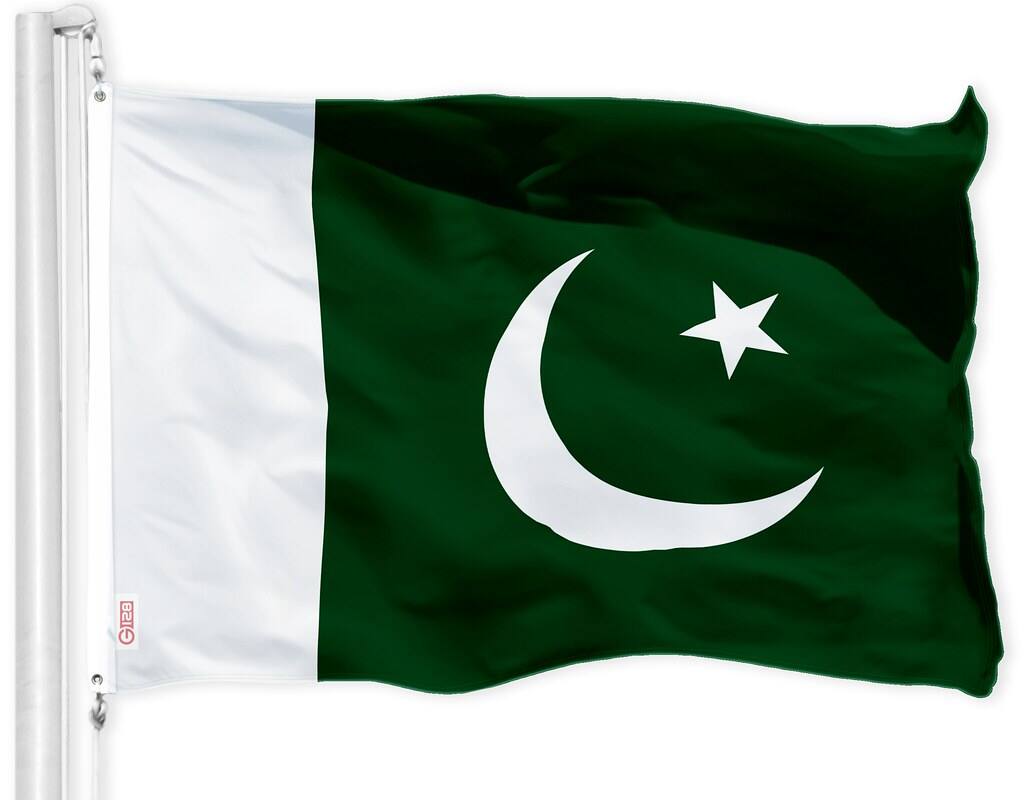 Front. G128 - Pakistan Flag — 3 x 5 ft Printed 150D Polyester with Brass Grommets. - Assorted Colors.