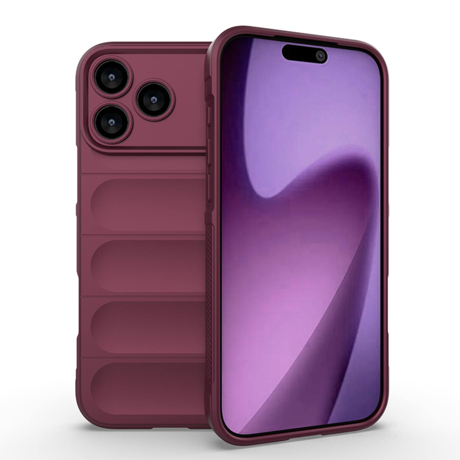 Front. UUCOVER - Shockproof Wave Pattern Case for Apple iPhone 18 Pro Max, Skin-Friendly Grip Soft-Touch Finish Drop Protection Cover - Winered.