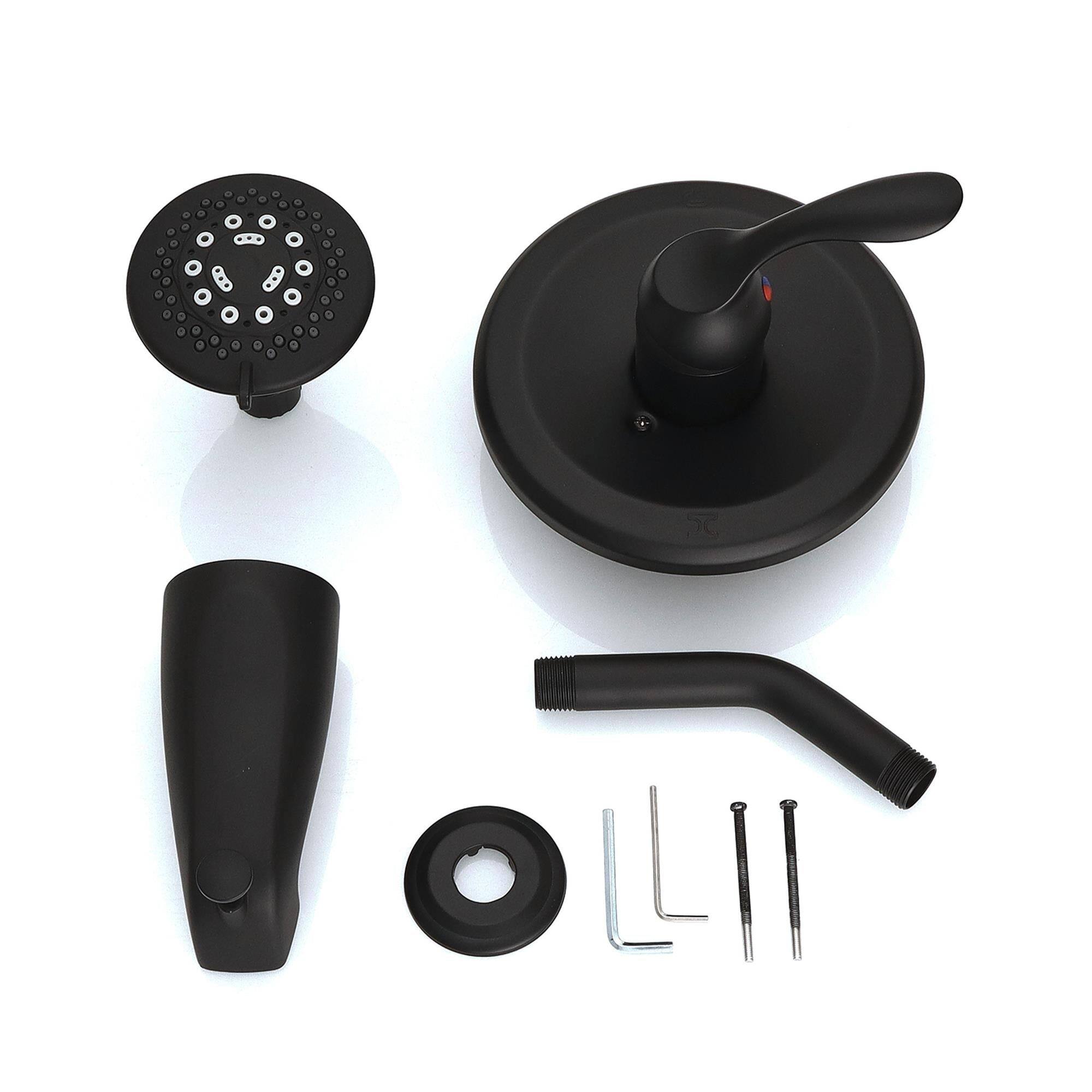 Alt View 1. Boyel Living - Black Bathroom Shower Trim Kit 5 Function Pressure Balance Valve Copper Body Zinc Alloy Handle - black.