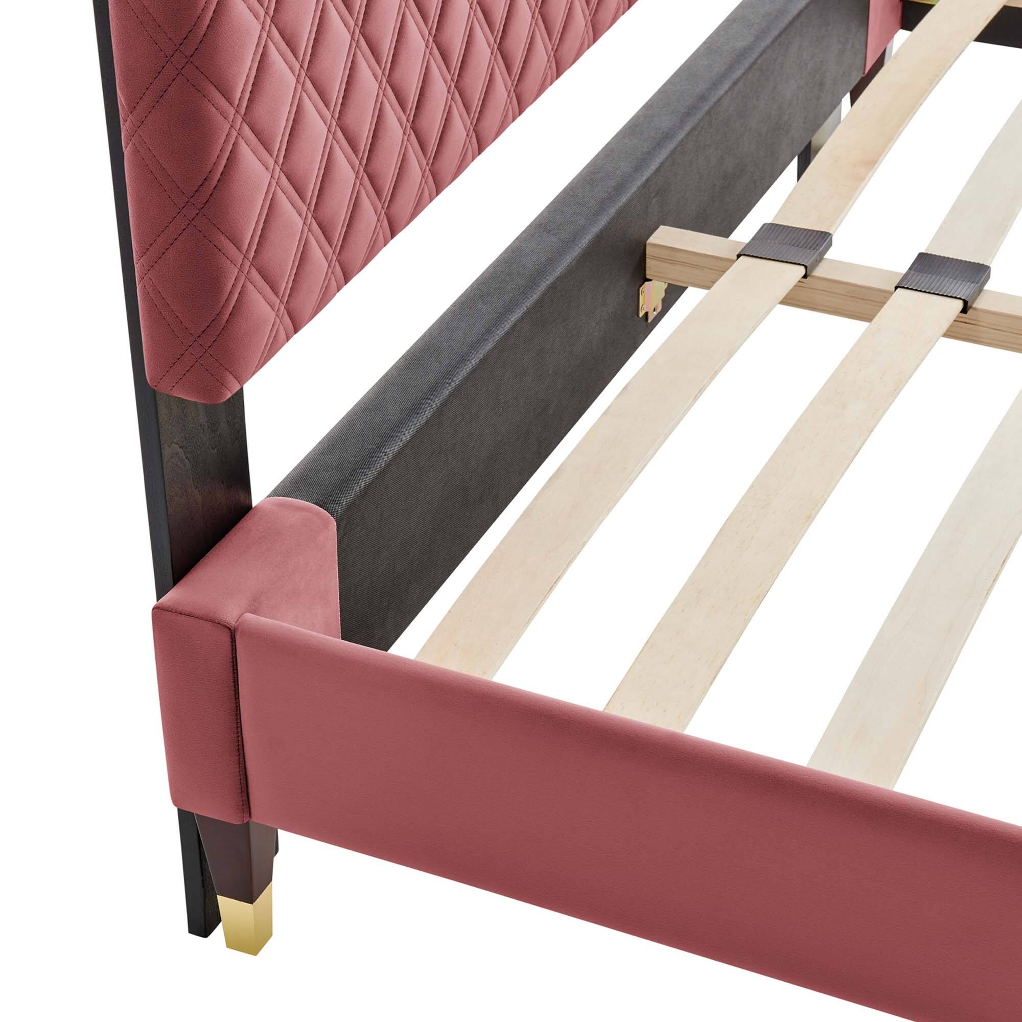 Alt View 4. Modway - Harlow Performance Velvet Twin Platform Bed Frame - Red.