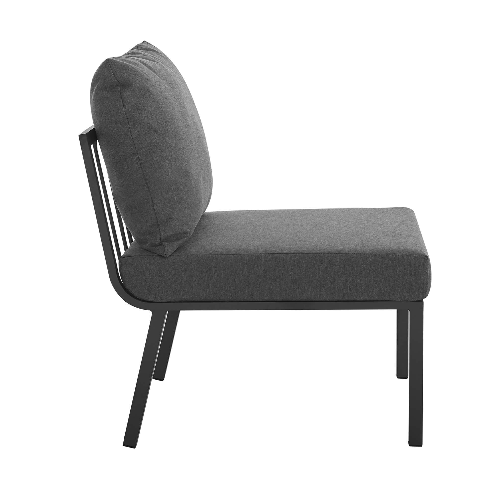 Back. Modway - Riverside Outdoor Patio Aluminum Armless Chair by Modway - Gray Charcoal.