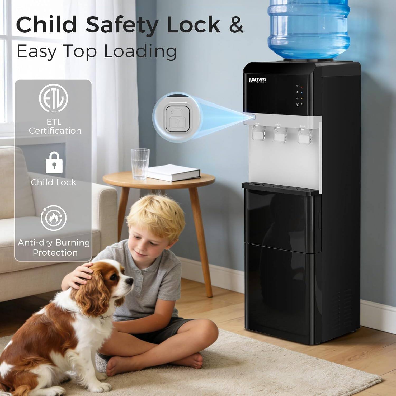Child Safety Lock & Easy Top Loading  
ETL Certification  
Child Lock  
Anti-dry Burning Protection