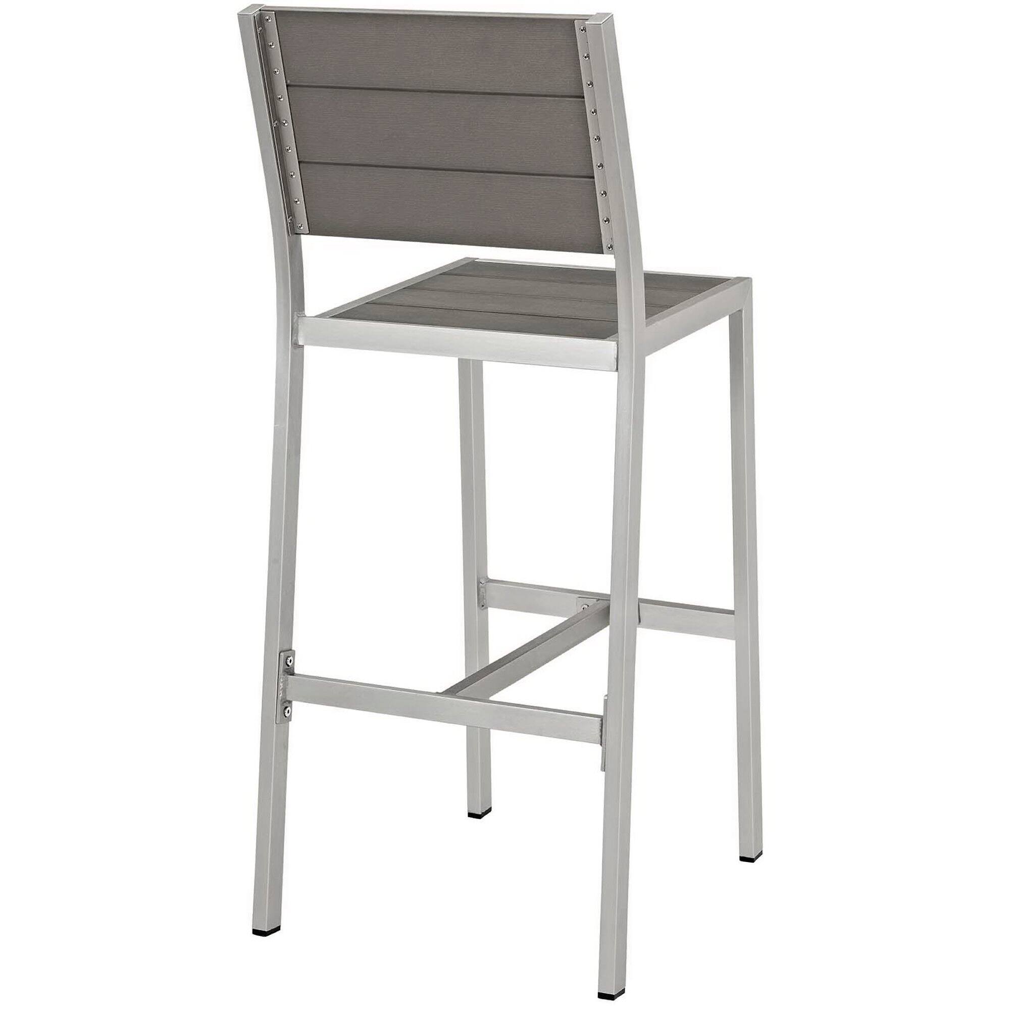 Alt View 1. Modway - Shore Outdoor Patio Aluminum Armless Bar Stool Set of 2 by Modway - Silver Gray.