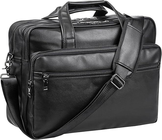 Front. Vulpecula Spade - Leather Laptop Bag, Men's 15.6 Inche 17.3 Inche Messenger Briefcase Business Satchel Computer Handbag Shoulder Bag - [G]black.