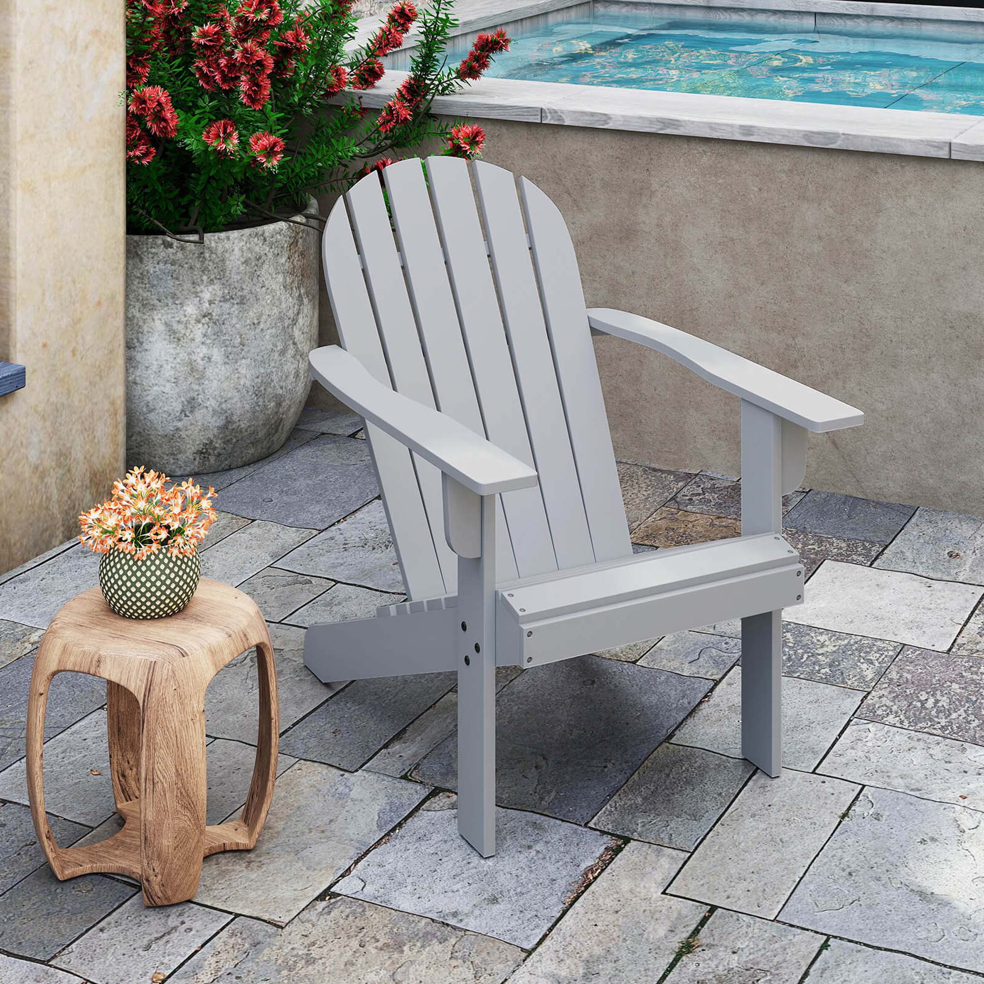 Angle. Costway - Patio Adirondack Chair with Inclined Seat High Backrest & Wide Armrests - Gray.