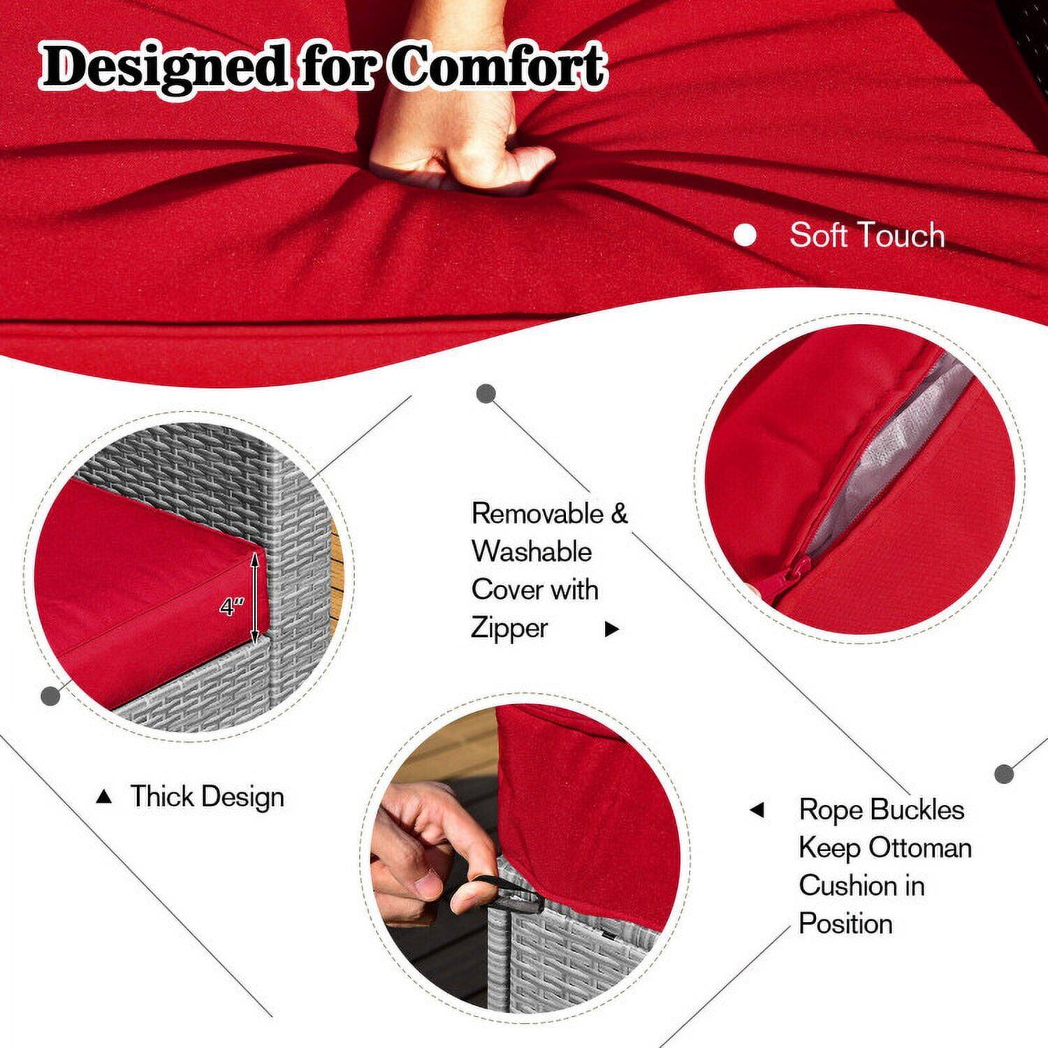 Designed for Comfort

- Soft Touch
- Removable & Washable Cover with Zipper
- Thick Design
- Rope Buckles Keep Ottoman Cushion in Position