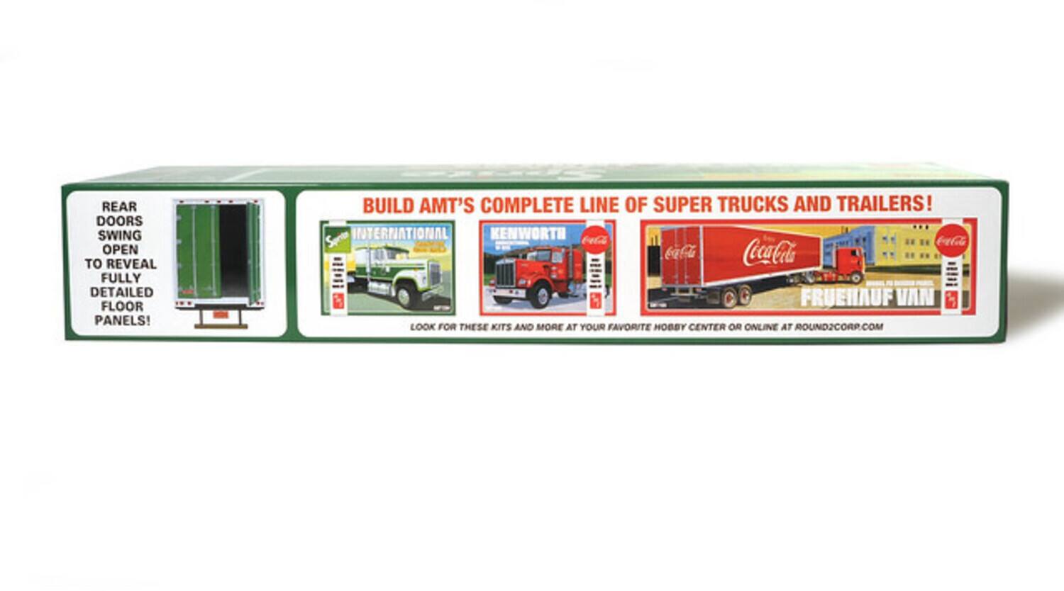 REAR DOORS SWING OPEN TO REVEAL FULLY DETAILED FLOOR PANELS! BUILD AMT'S COMPLETE LINE OF SUPER TRUCKS AND TRAILERS! INTERNATIONAL KENWORTH EALAA CALOAA CACOLA COCA-COLA FRUEHAUF VAN LOOK FOR THESE KITS AND MORE AT YOUR FAVORITE HOBBY CENTER OR ONLINE AT ROUND2CORP.COM
