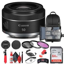 Canon - RF 50mm f/1.8 STM Lens (4515C002) + Filter + BackPack + 64GB Card + More (International Version)