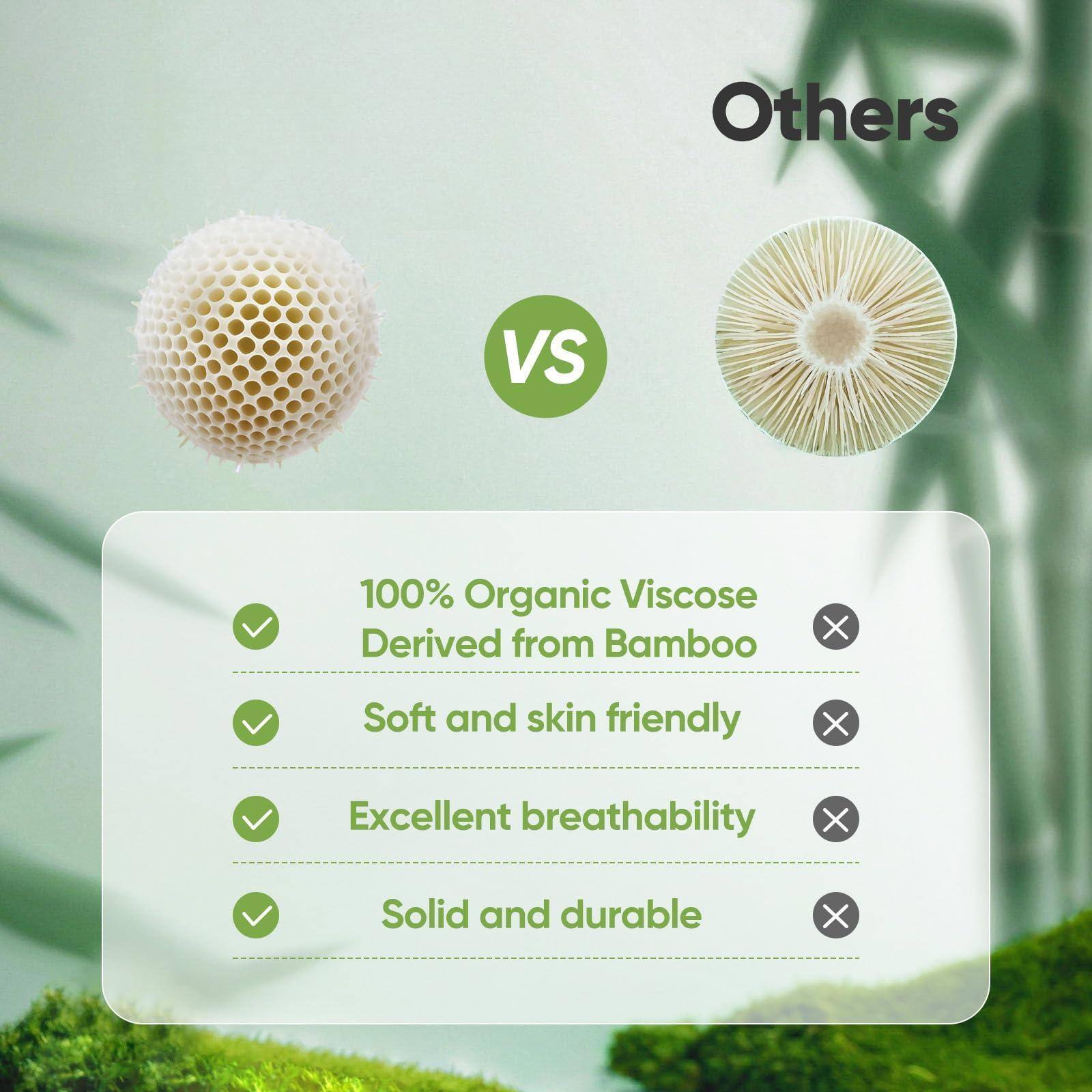 Others VS 100% Organic Viscose Derived from Bamboo  
- Soft and skin friendly  
- Excellent breathability  
- Solid and durable