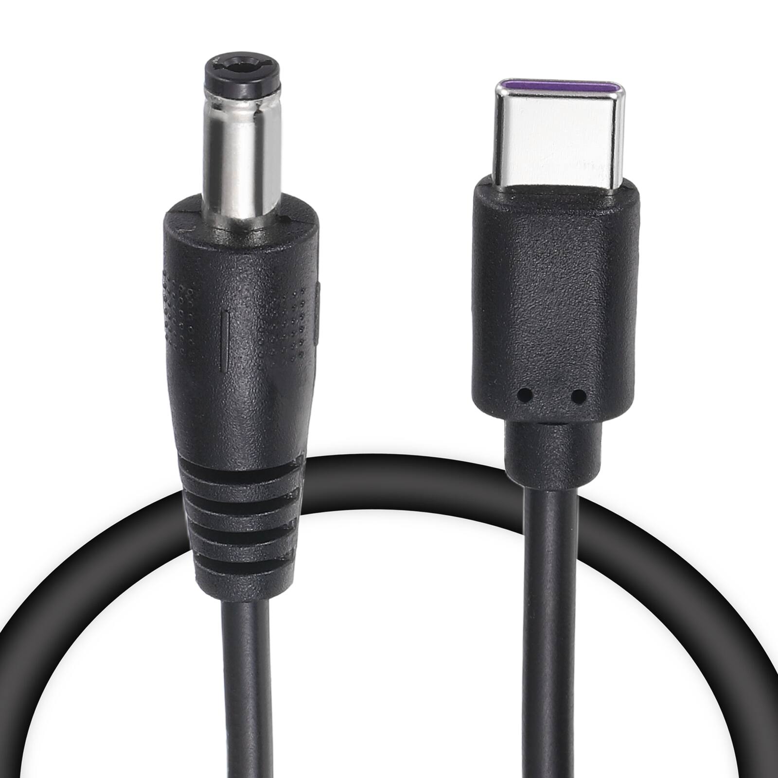 Front. Unique Bargains - USB C to DC 5.5x2.1mm PD Charging Cable, 5V/3A 15W, for Router, Camera, TV Box, Desk Lamp - Black.