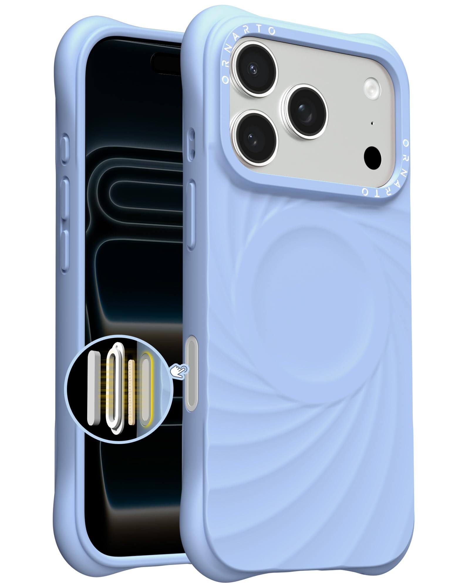 Alt View 1. Ornarto - ORNARTO Vortuxe Series Bundle for iPhone 17 Pro Max Case 6.9" and for MagSafe Phone Ring Holder in Sky Whisper - Sky Whisper.
