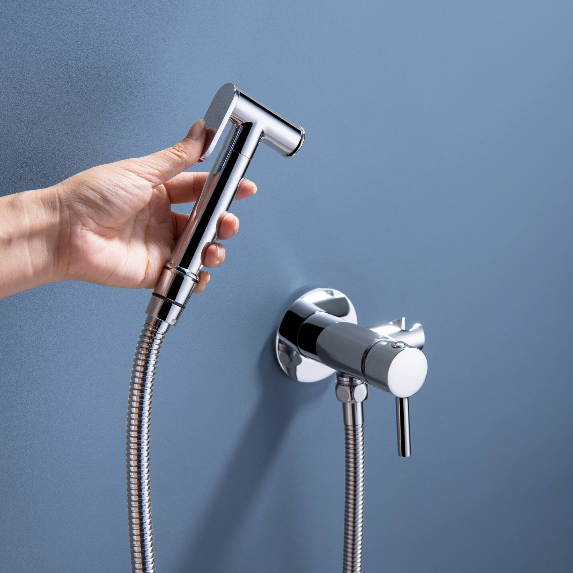 Alt View 1. Boyel Living - Chrome Solid Brass Bidet Sprayer Hot Cold Water with 48-Inch Hose - Chrome.