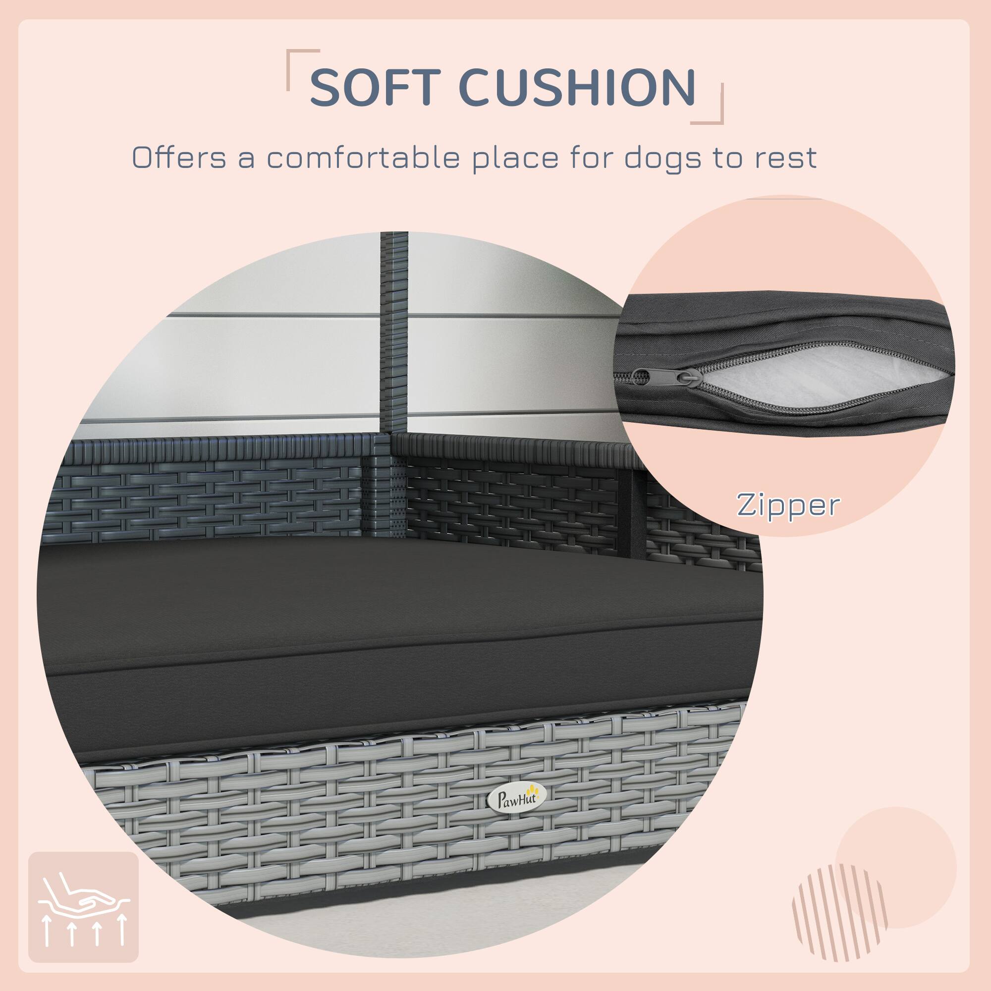 SOFT CUSHION  
Offers a comfortable place for dogs to rest  

Zipper