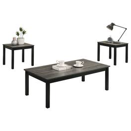 Vaczon - Modern 3Pc Table Set Featuring Rubberwood Solid Legs and Easy-Care Engineered Wood Surface - Gray
