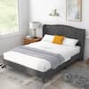 Front. Gymax - Gymax Queen Upholstered Platform Bed Frame w/ Button Tufted Headboard Noise-free - Grey.