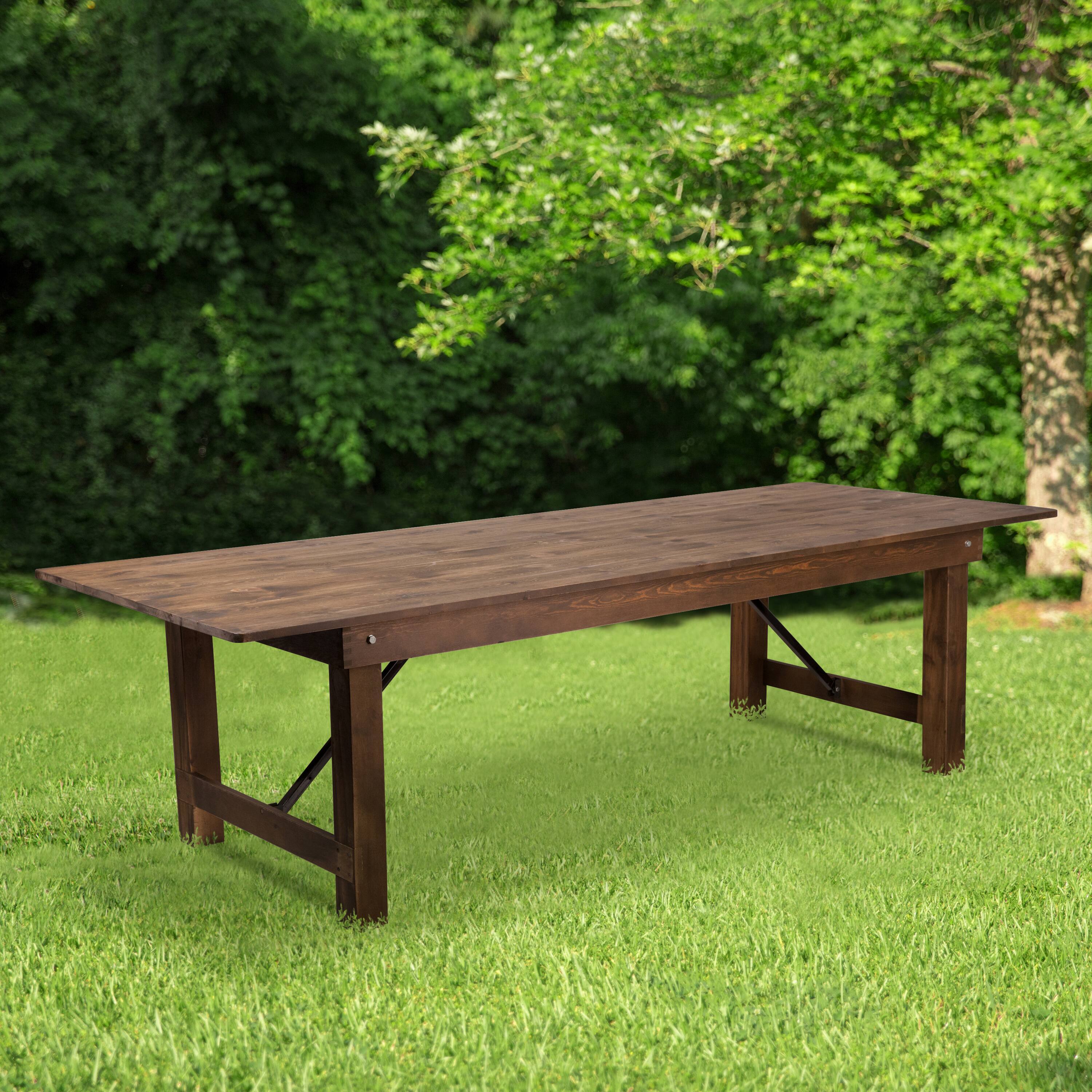 Alt View 12. Alamont Home - Hercules 9' x 40" Rectangular Antique Rustic Solid Pine Folding Farm Table - Antique Rustic.
