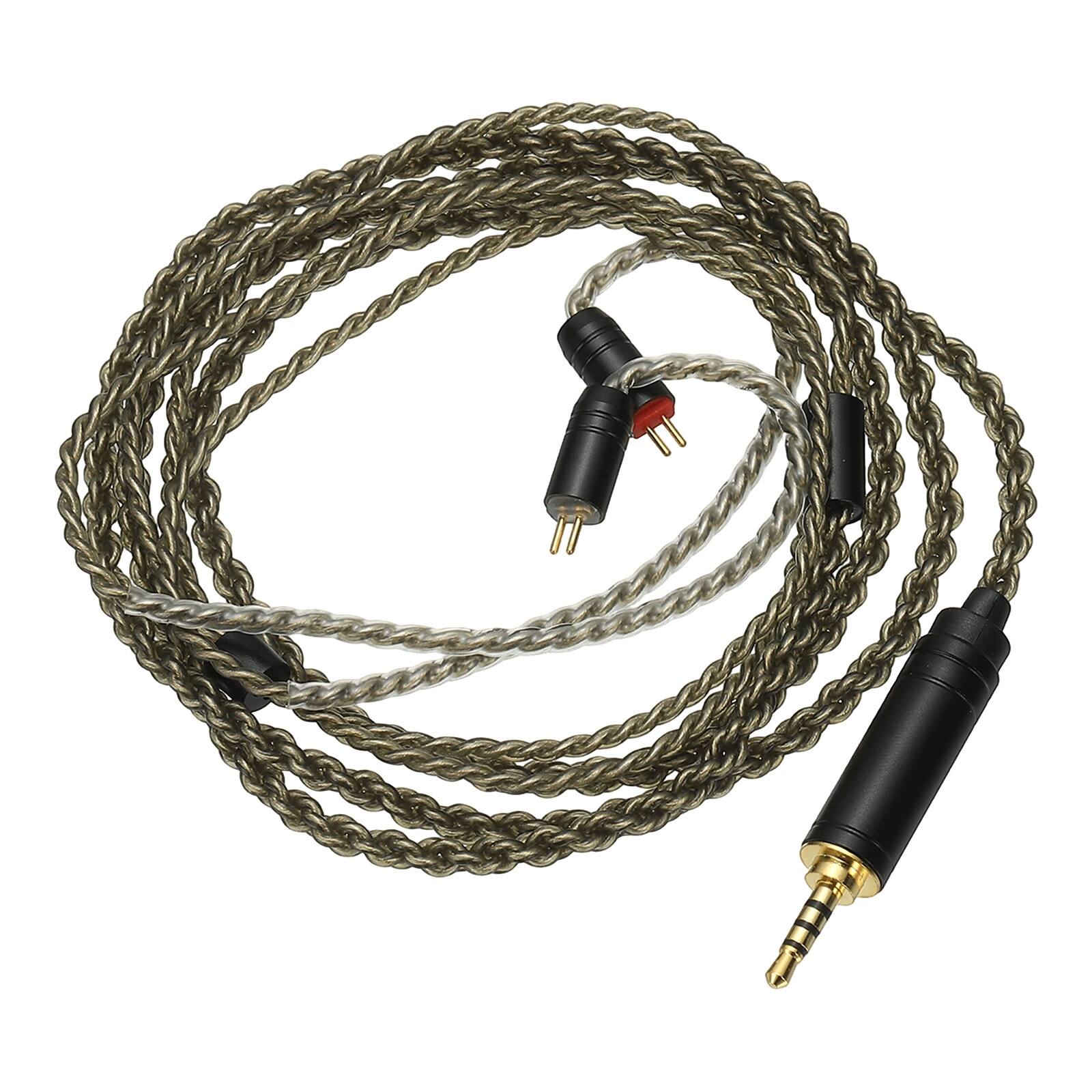 Unique Bargains - IEM Earphone Cable 1.2M, 28AWG 4-Core High Purity Silver-Plated HiFi Replacement for Ananda Arya HE400SE (2.5mm, 2PIN) - Gray Green