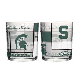 Logo Brands - Michigan State Spartans 12oz. Quilted Stained Two-Pack Rocks Glass Set - Multicolor