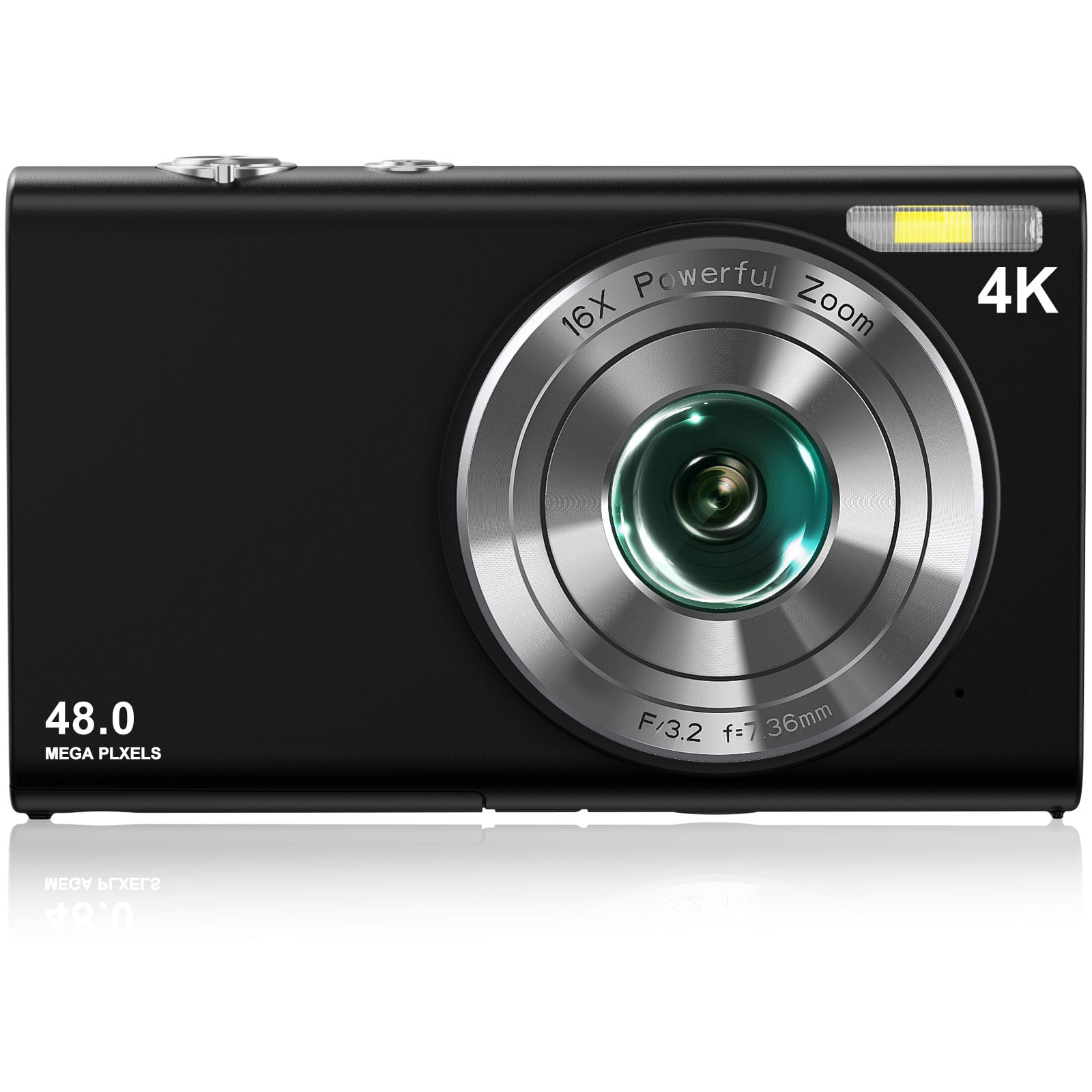 CAMKORY - 4K Compact Point-and-Shoot Digital Camera with 32GB Memory Card – Lightweight & Pocket-Sized - Midnight Black
