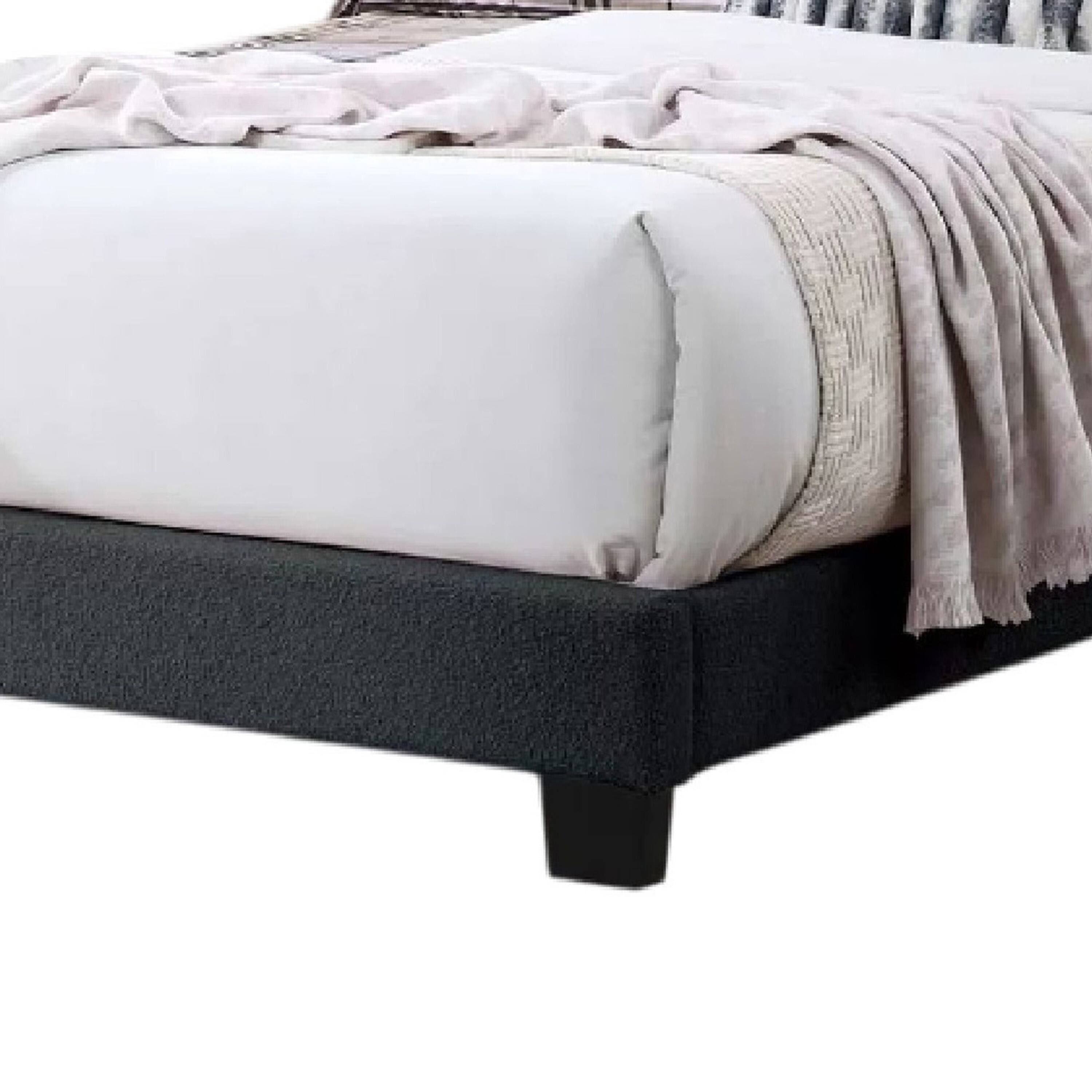 Alt View 3. Manhattan Lane - Roxy Twin Bed, Charcoal Gray Wool, LED Lighting, Padded Headboard - Charcoal Gray, Black.