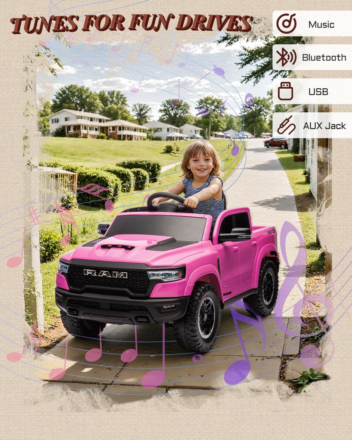 TUNES FOR FUN DRIVES

Music
Bluetooth
USB
AUX Jack