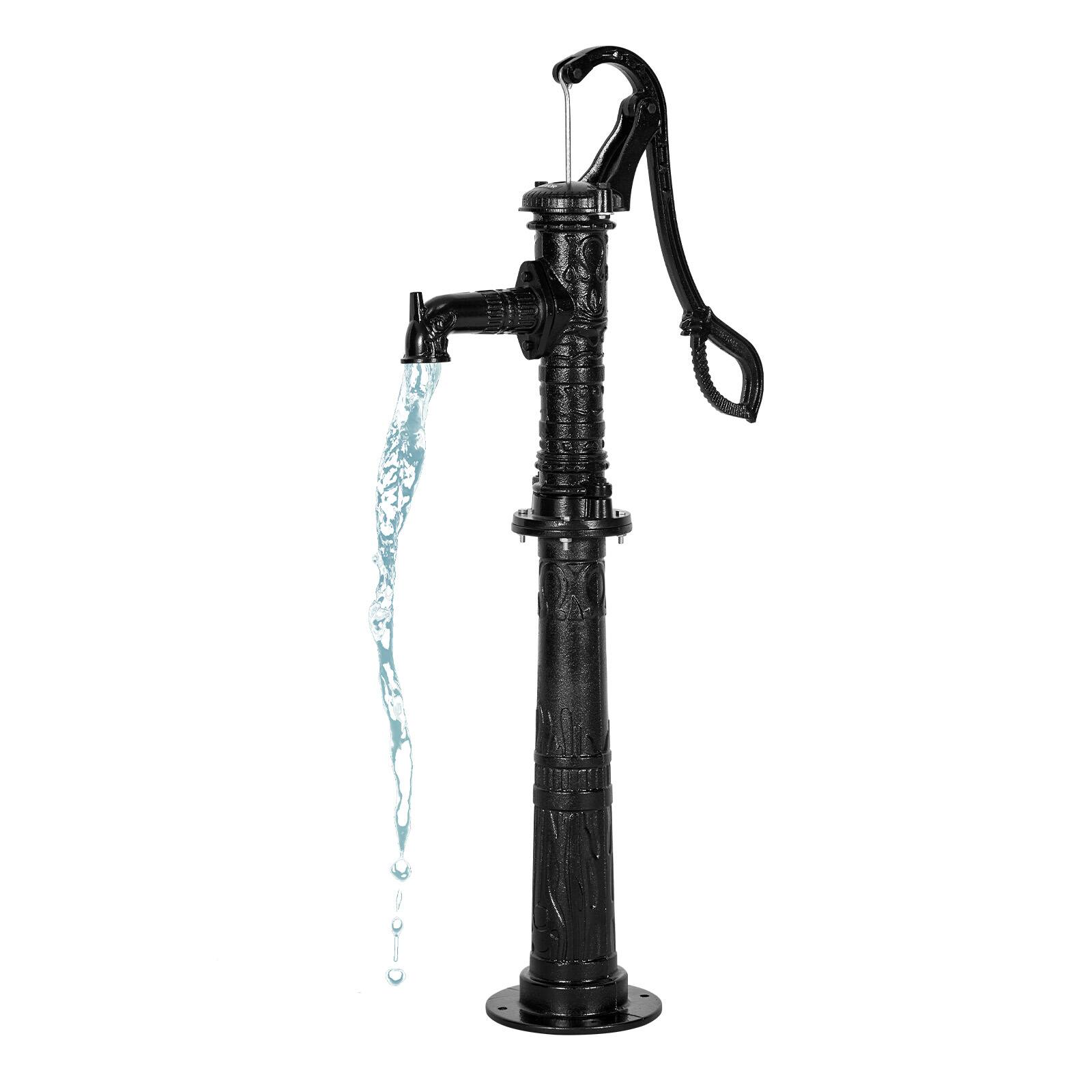 Front. VEVOR - Well Hand Pitcher Pump, 20 ft Max Lift, Antique Cast Iron Manual Hand Water Pump with Heightening Base - Black.