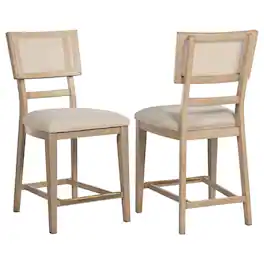 Manhattan Lane - Lno Counter Dining Side Chair Set of 2, Rattan Woven Back, Wood - Beige