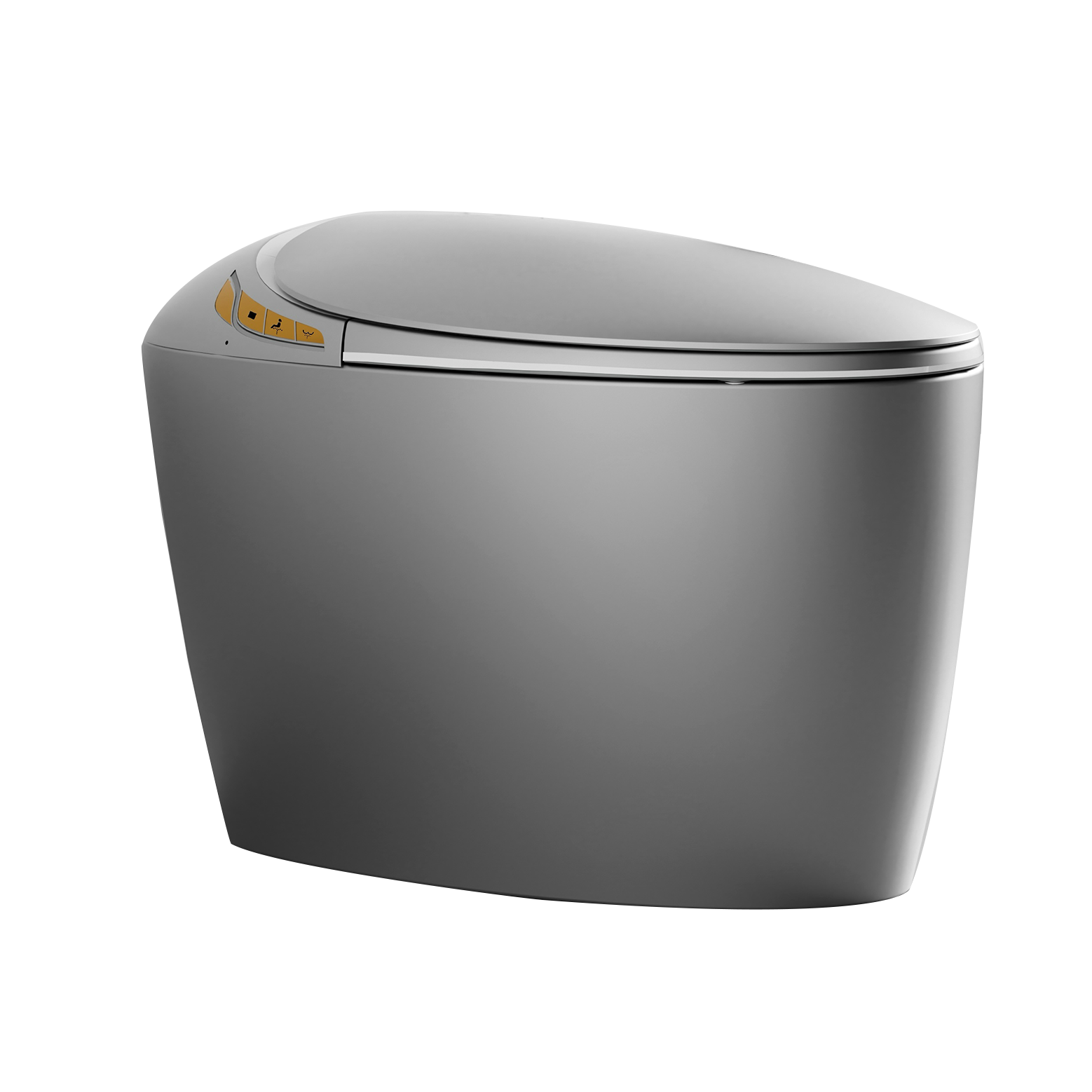 Alt View 4. Tiramisubest - Unique Smart Toilet with Bidet Built In,Auto Open/Close Seat,Foot Sensor,LED Display,Night Light,Warm Water & Dryer,Grey - Grey.