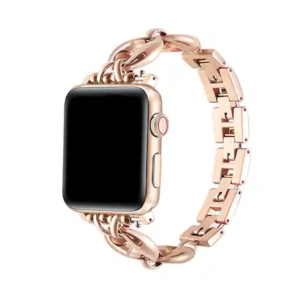 Front. Posh Tech - Poppy Stainless Steel Link Band for Apple Watch - Rose Gold.