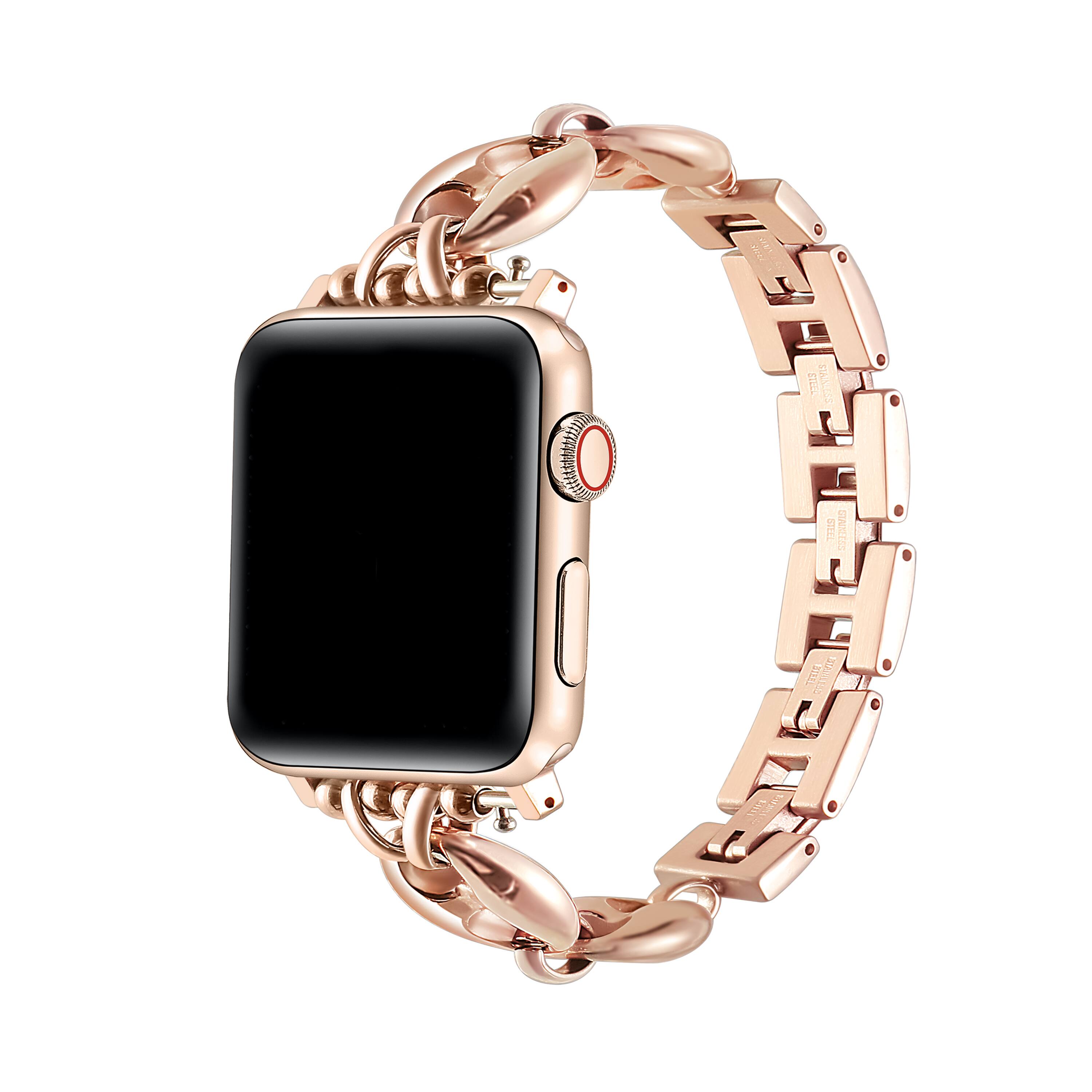 Front. Posh Tech - Poppy Stainless Steel Link Band for Apple Watch - Rose Gold.