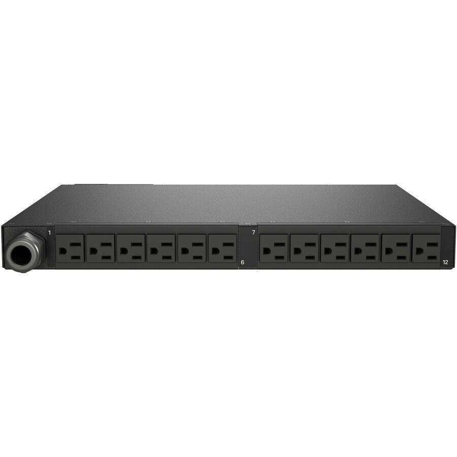 Alt View 3. Vertiv - Vertiv Geist Switched Rack PDU with Next Generation IMD - 1U| 20A| 120V| (12) NEMA 5-20R Receptacles| NEMA L5-20P Plug| - Black Powder Coat.