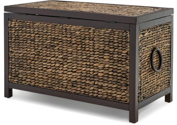 Alt View 1. Click Decor - ClickDecor Wilson Storage Trunk, Rustic Black Wicker - Charcoal.