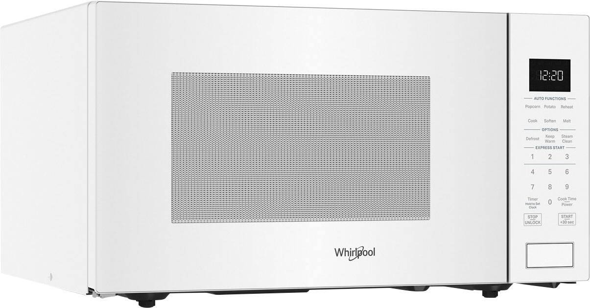 12:20

AUTO FUNCTIONS
Popcorn Potato Reheat Cook Soften Melt

OPTIONS
Defrost Warm Clean

EXPRESS START
1 2 3 4 5 6 7 8 9

Timer
Cook Time Power

STOP UNLOCK START +30 sec

Whirlpool